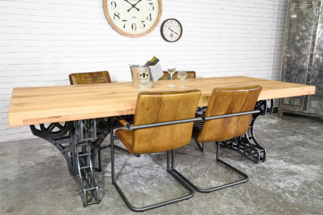 Table style Eiffel acier et bois - Bélesta