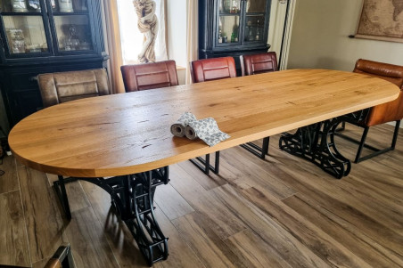 Table style Eiffel acier et bois - Bélesta