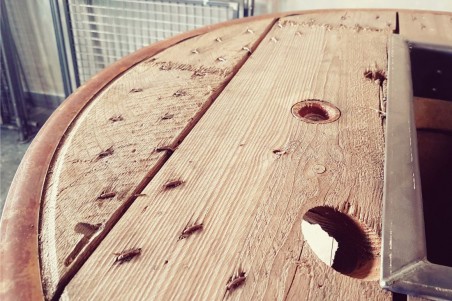 Table haute - tonneau métal bois