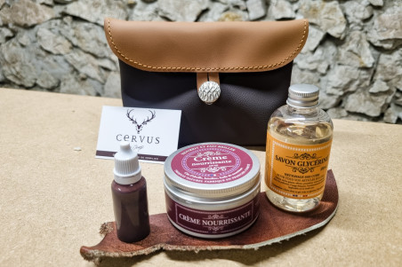kit retouche spécial cuir Cervus trousse artisanale anti gaspi esprit recup produit entretien cuir savon crème teinte