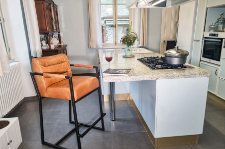 Millery - chaise de bar - Made In France en Cuir et Métal - triple confort