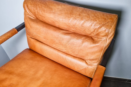 Millery - chaise de bar - Made In France en Cuir et Métal - triple confort