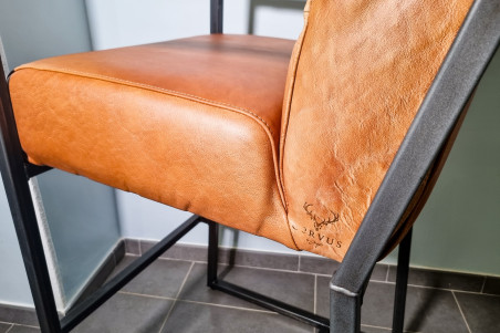 Millery - chaise de bar - Made In France en Cuir et Métal - triple confort