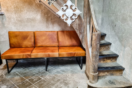 Gacé - coussins en cuir pour banquette sur mesure