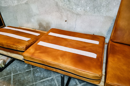 Gacé - coussins en cuir pour banquette sur mesure