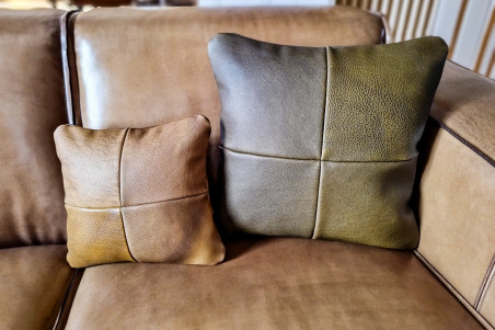 coussin en cuir pleine fleur qualité artisanal