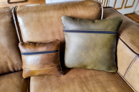 coussin en cuir pleine fleur qualité artisanal