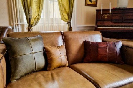 coussin en cuir brodé haut de gamme