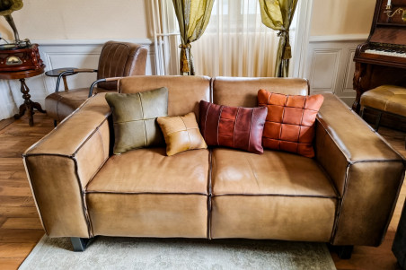 coussin en cuir brodé haut de gamme
