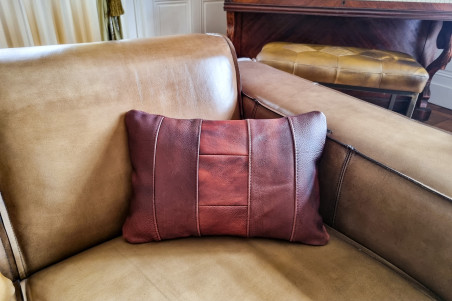 coussin en cuir brodé haut de gamme