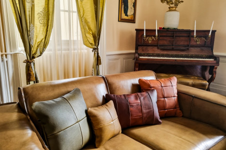 coussin en cuir patine tradition
