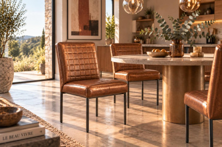 Chaise en cuir ELONE - coutures Architecture