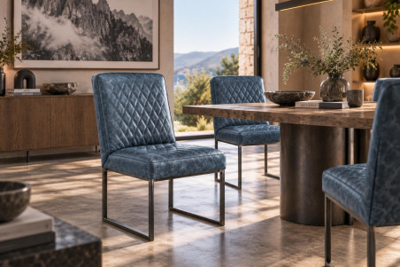 Chaise en cuir LOCARN - coutures Héritage