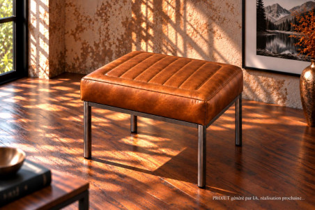 Tabouret en cuir NOCARIO - coutures ELEGANCE