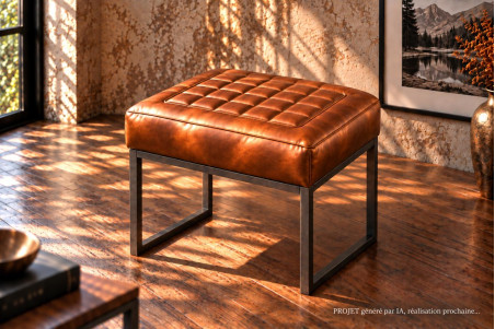 Tabouret en cuir ELONE - coutures Architecture