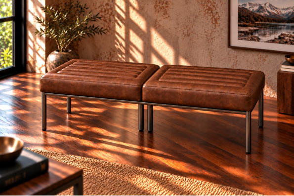Banc en cuir - QUINCEY - coutures Voyage