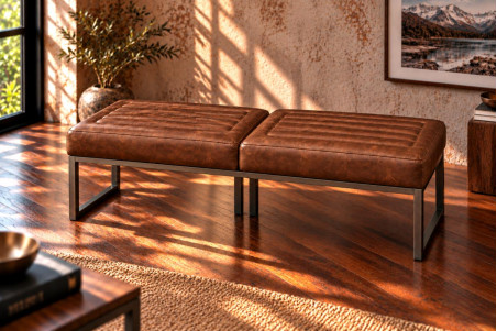 Banc en cuir - QUINCEY - coutures Voyage