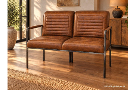 Banquette en cuir QUINCEY - coutures Voyage