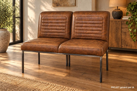 Banquette en cuir QUINCEY - coutures Voyage