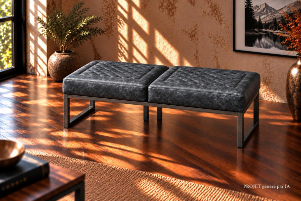 Banc en cuir - LOCARN- coutures Héritage