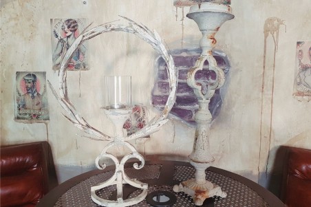 Bougeoir Chapelle vieilli, effet rouillé