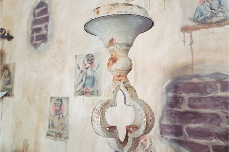 Bougeoir Chapelle vieilli, effet rouillé