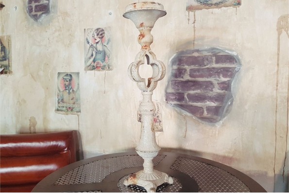 Bougeoir Chapelle vieilli, effet rouillé