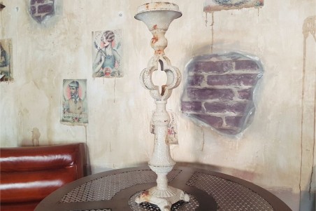 Bougeoir Chapelle vieilli, effet rouillé