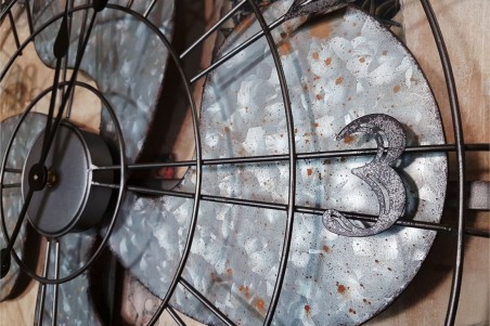 Horloge Ventilateur avec grillage style indus