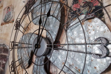 Horloge Ventilateur avec grillage style indus