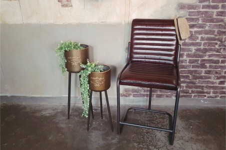 Chaise de bar ou îlot central en cuir style indus deco vintage design loft