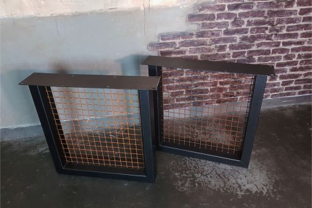 pieds métal carré avec grillage rouille piétement acier style industriel déco indus loft