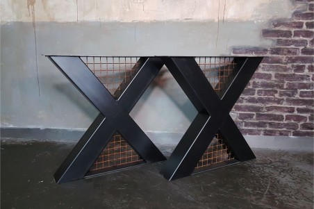Pieds de table métal et grillage design X piétement acier style industriel déco indus loft