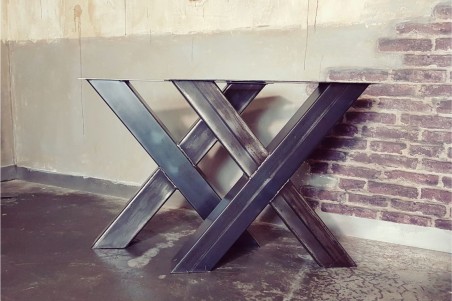 Pieds de table métal design X piétement acier style industriel déco indus loft