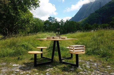 Table de pique nique pour le jardin metal bois 4 personnes deco design style indus