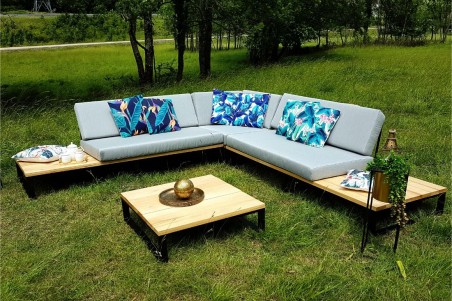 Salon de jardin style industriel metal bois deco exterieur design