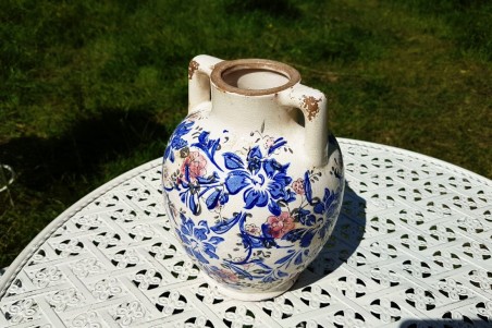 Jarre shabby pot de fleurs pour le jardin decoration campagne chic