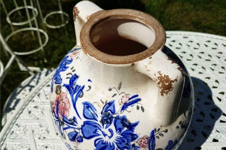 Jarre shabby pot de fleurs pour le jardin decoration campagne chic