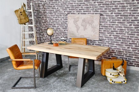 Table 8 personnes plateau pieds métal piétement acier style industriel déco indus loft