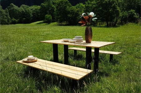 Bougie Rondin, contenant verre avec socle en bois