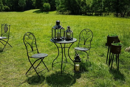 Lanternes jardin métal grillage, effet vieilli - lot de 2