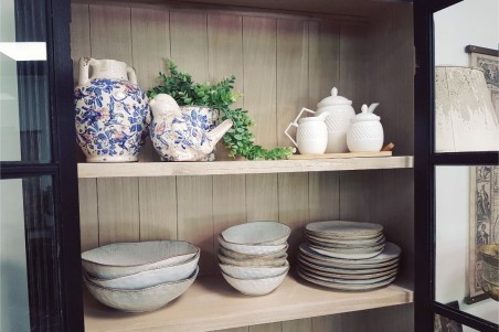 Service à thé porcelaine avec plateau bambou