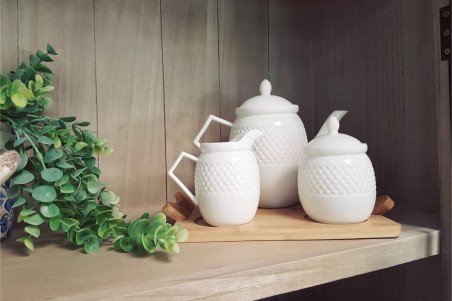 Service à thé porcelaine avec plateau bambou