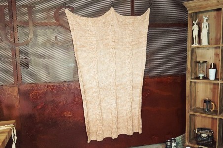 Plaid Tricot couleur corail, chaud, hiver, cocooning, cheminée, couverture, laine