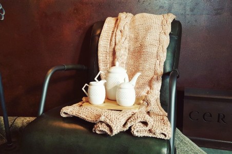 Service à thé porcelaine avec plateau bambou