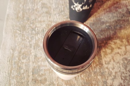 Thermos Montagne en fibre de bambou recyclé noir et blanc