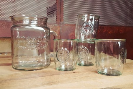 Set citronnade service à thé glacé pichet à sangria vaisselle industrielle verre cachetée déco vintage