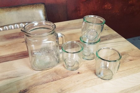 Set citronnade service à thé glacé pichet à sangria vaisselle industrielle verre cachetée déco vintage