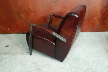 Fauteuil cuir marron tabac vintage design métal style indus déco loft