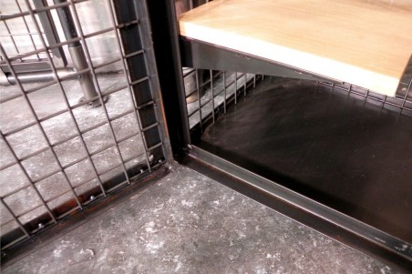 Armoire métal grillage et bois, vaisselier, bibliothèque, style industriel, déco vintage, design loft